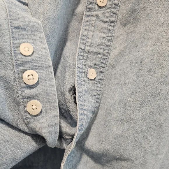 Winnie The Pooh Bear Embroidered Blue Denim Button Down Shirt Disney Store Med - Picture 5 of 6